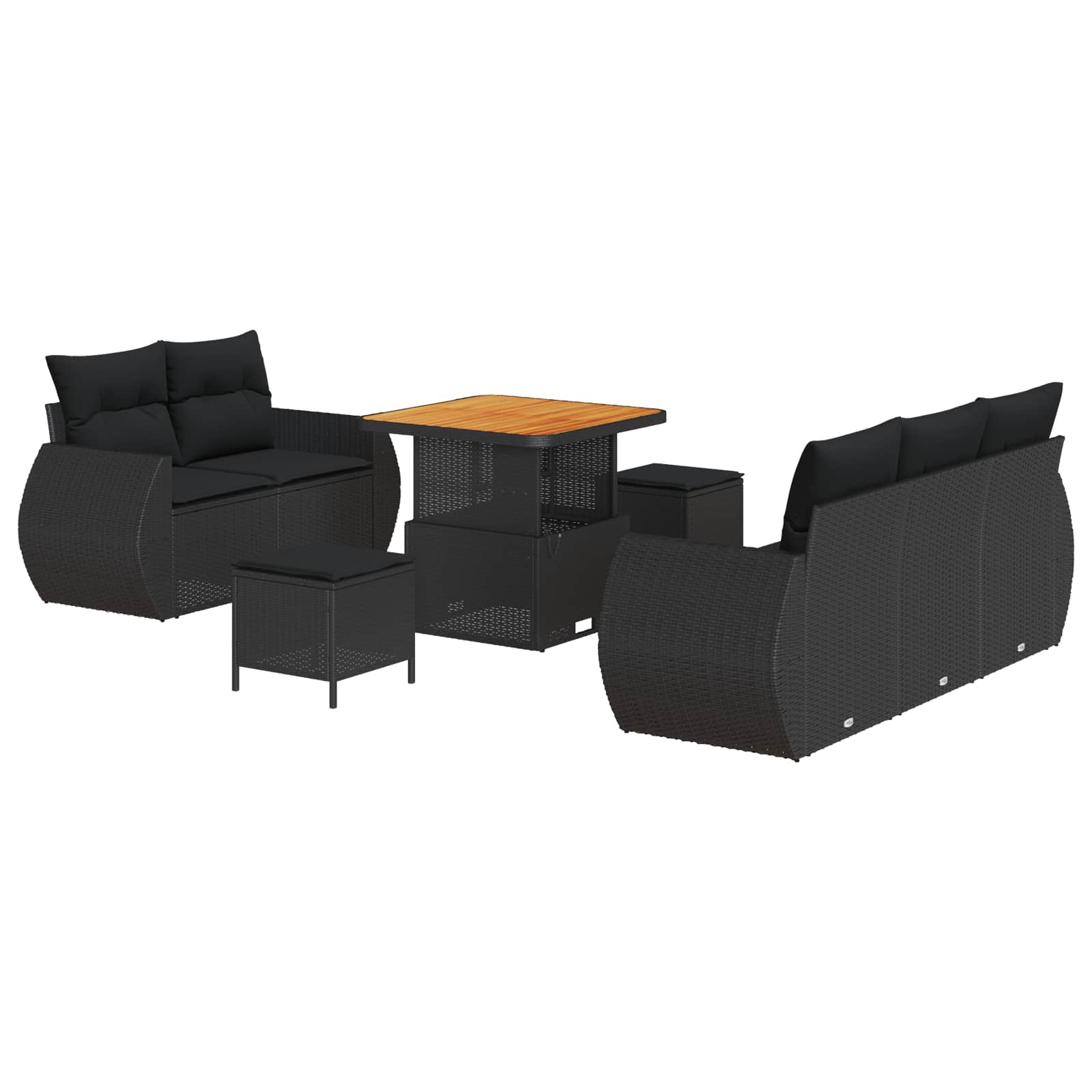 Ensemble de canapé de jardin 8 pc Noir polyrotin