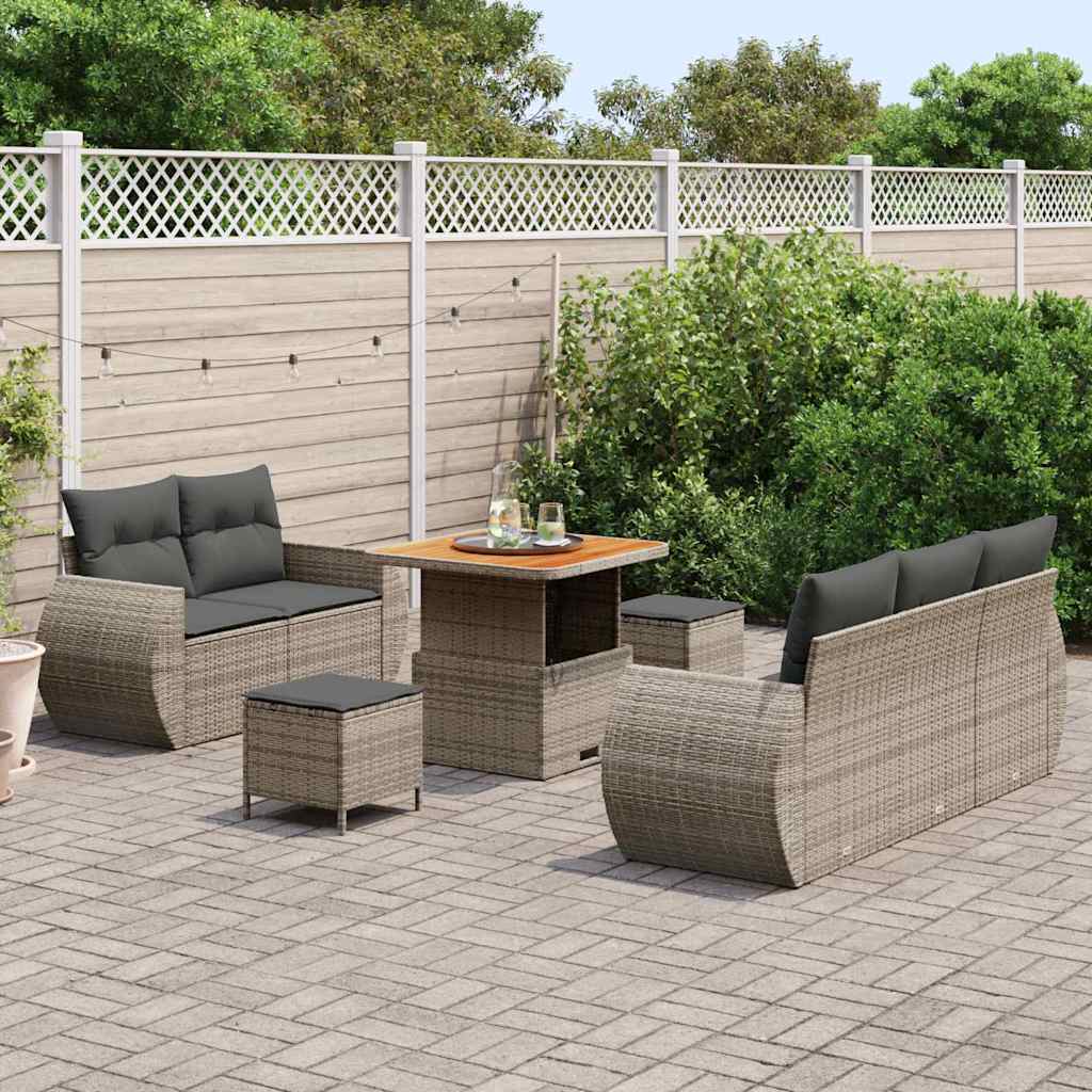 Ensemble de canapé de jardin 8 pcs Gris polyrotin - XIOS