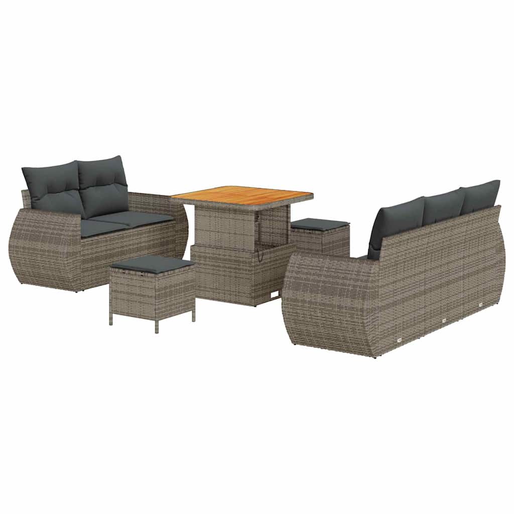 Ensemble de canapé de jardin 8 pcs Gris polyrotin - XIOS