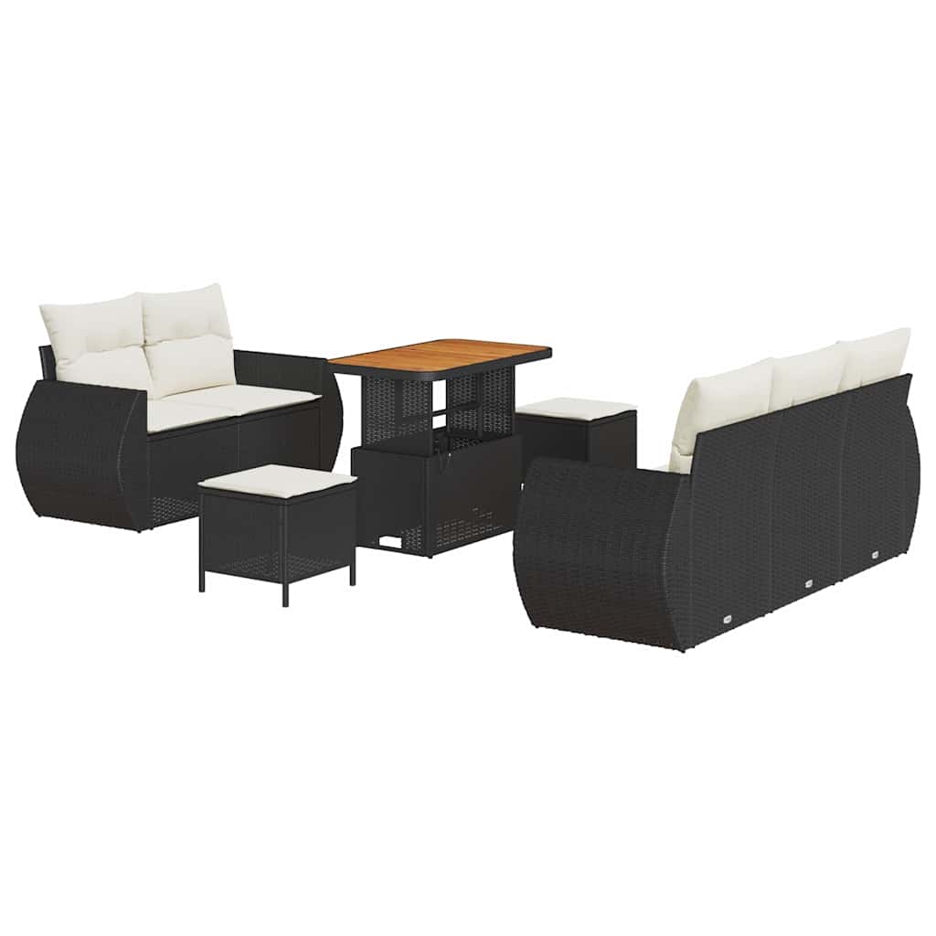 Ensemble de canapé de jardin 8 pcs Noir polyrotin - XIOS