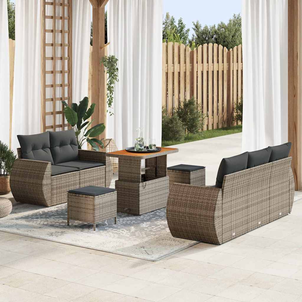 Ensemble de canapé de jardin 8 pcs Gris polyrotin - XIOS