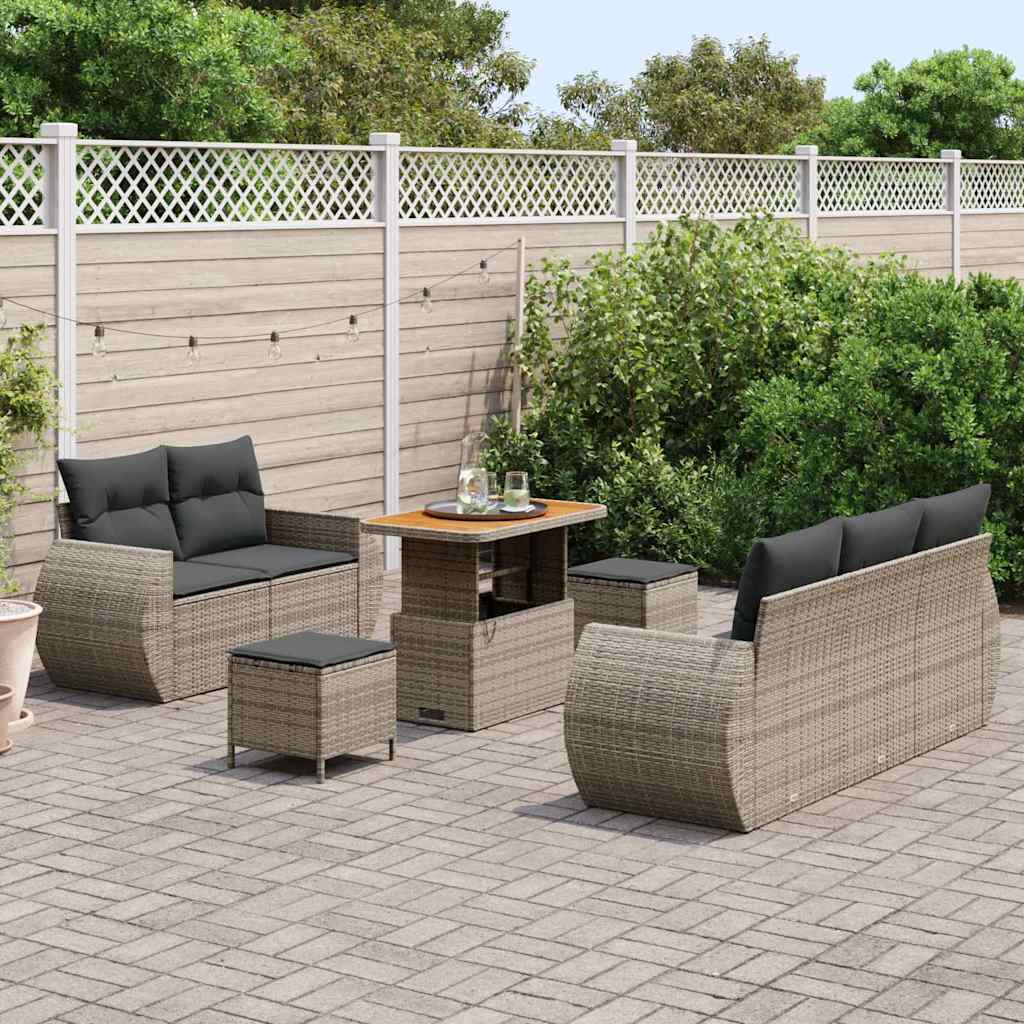 Ensemble de canapé de jardin 8 pcs Gris polyrotin - XIOS