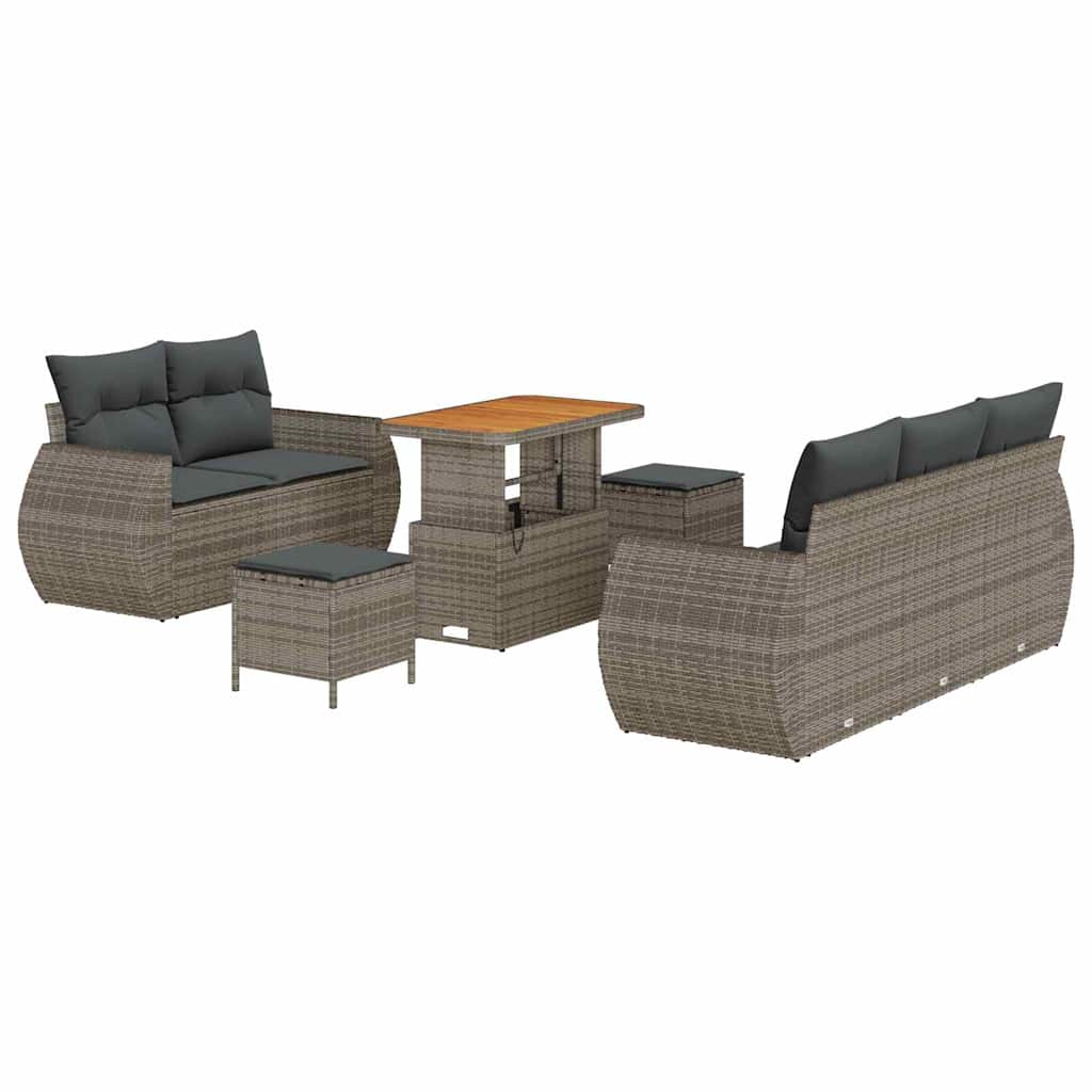 Ensemble de canapé de jardin 8 pcs Gris polyrotin - XIOS