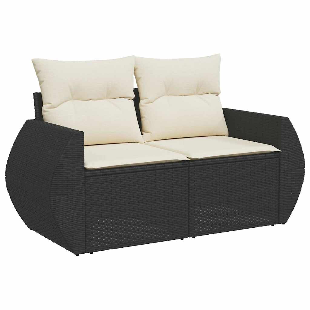 Ensemble de canapé de jardin avec coussin 9 pcs Noir polyrotin - XIOS