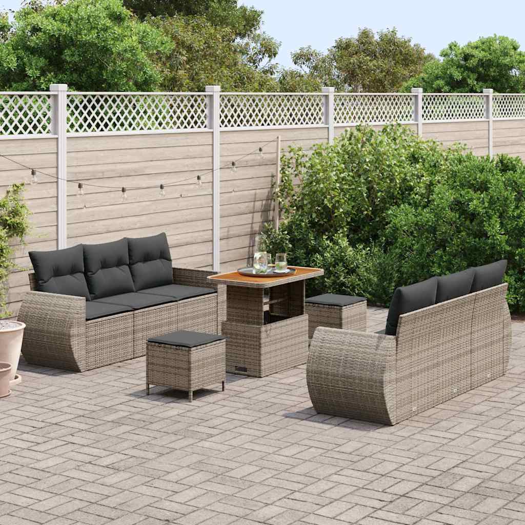 Ensemble de canapé de jardin 9 pcs Gris polyrotin - XIOS