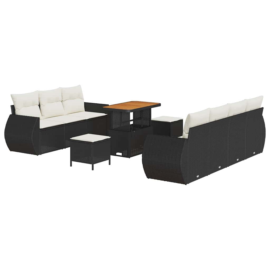 Ensemble de canapé de jardin avec coussin 10 pcs Noir polyrotin - XIOS