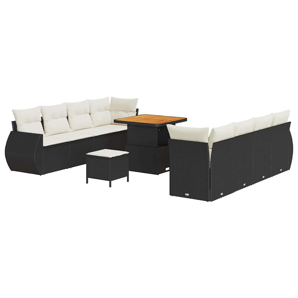 Ensemble de canapé de jardin avec coussin 11 pcs Noir polyrotin - XIOS
