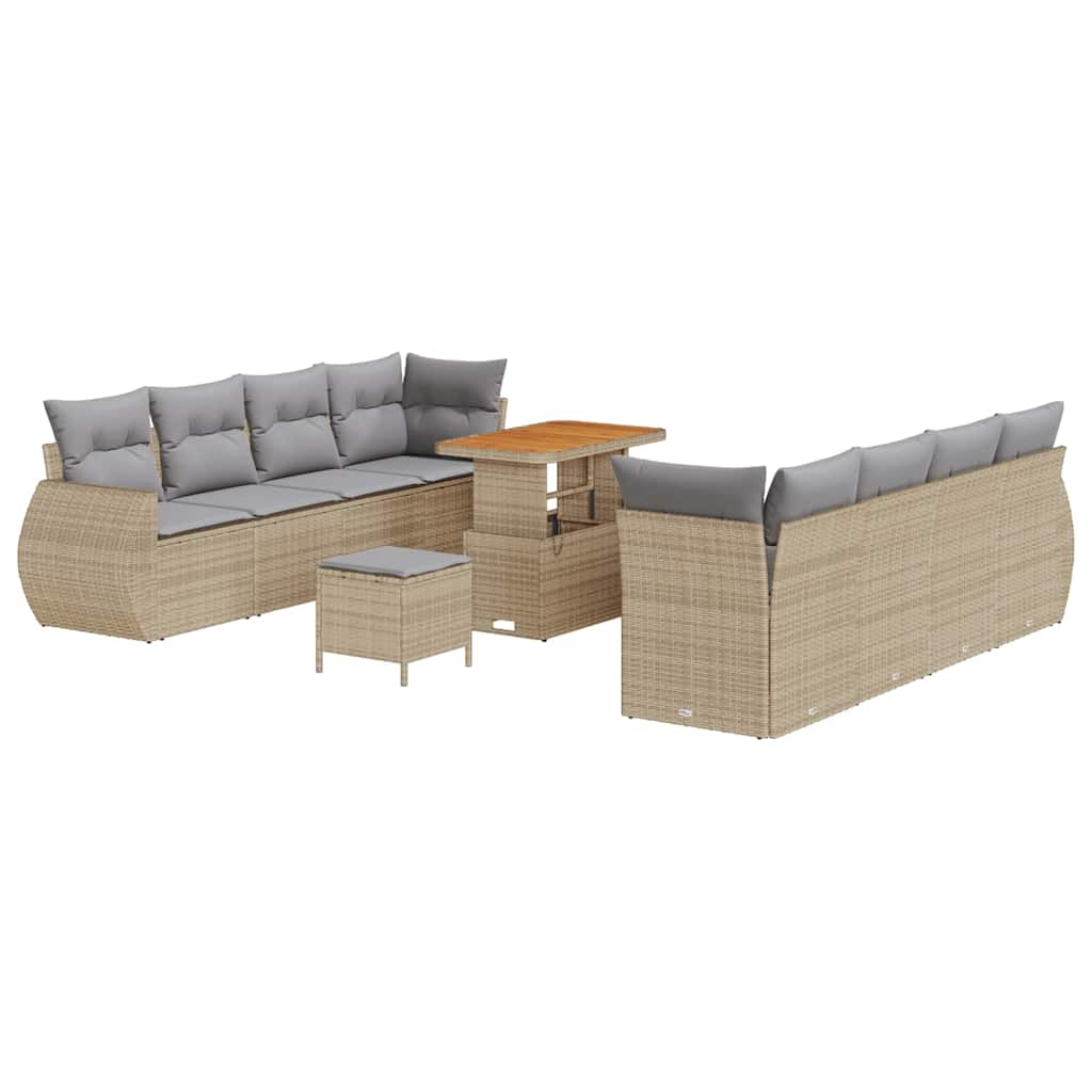 Ensemble de canapé de jardin 11 pcs Beige polyrotin - XIOS
