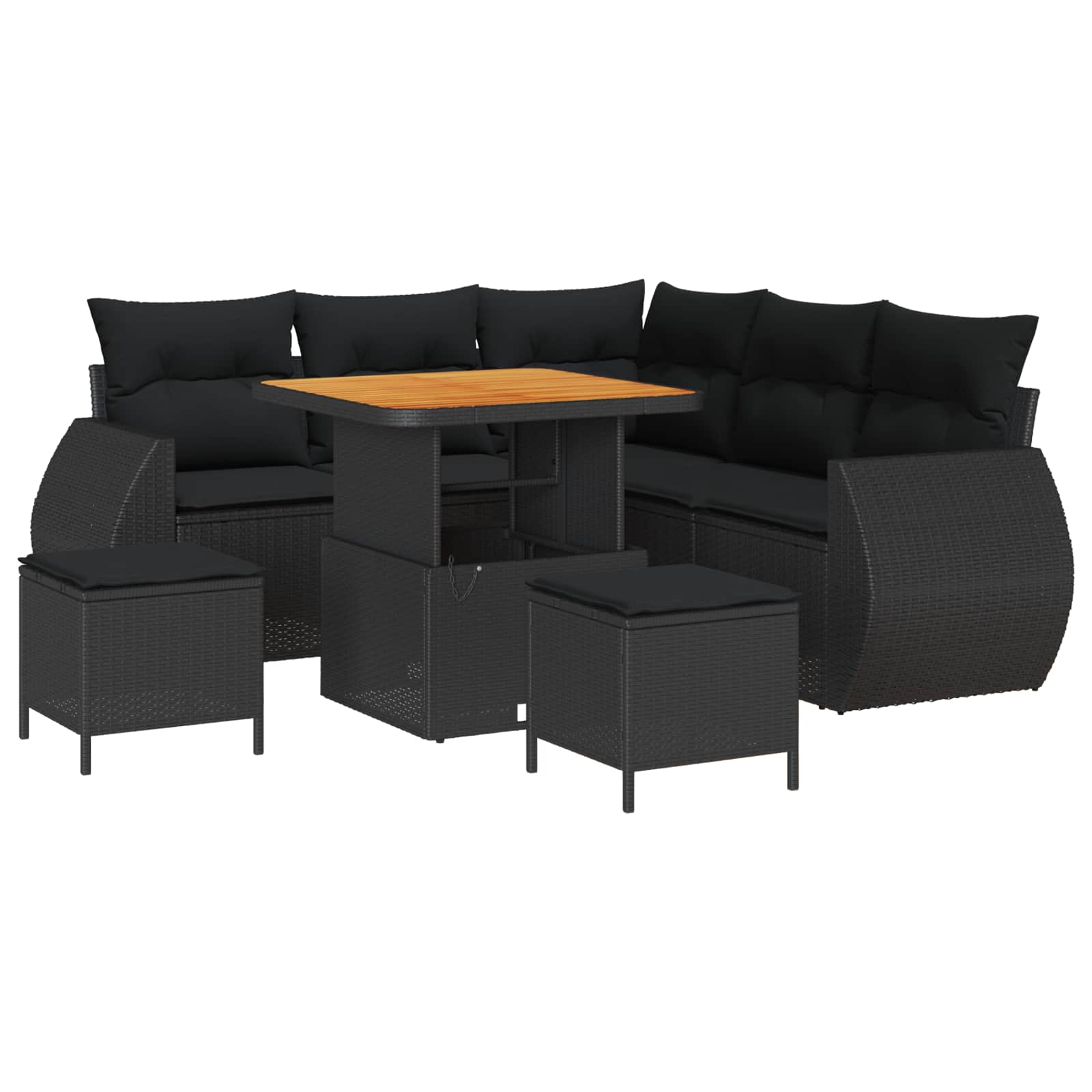 Ensemble de canapé de jardin 8 pcs Noir polyrotin