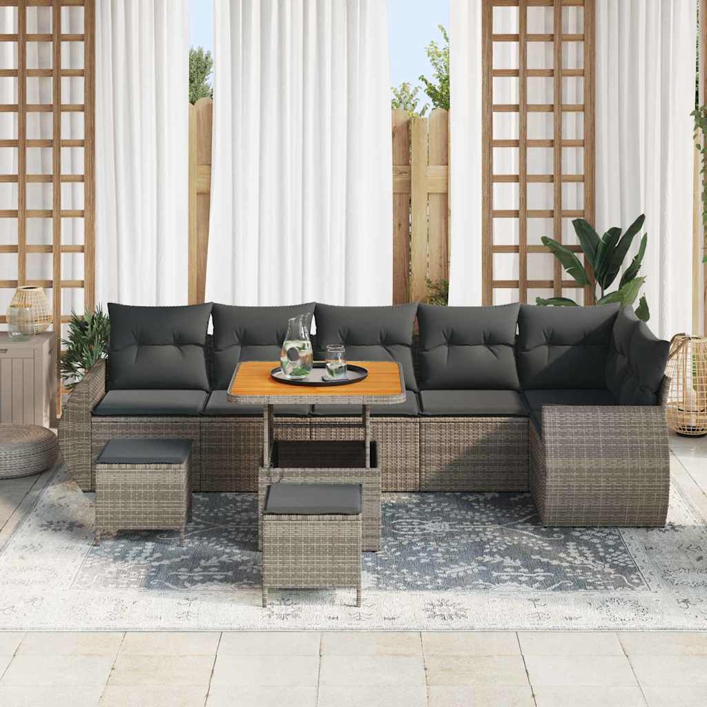 Ensemble de canapé de jardin 9 pcs Gris polyrotin - XIOS