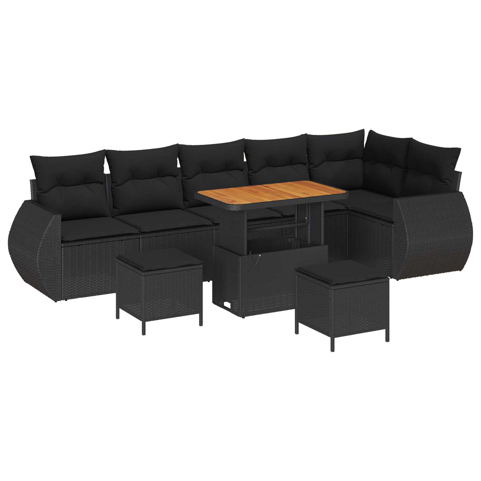 Ensemble de canapé de jardin 9 pcs Noir polyrotin - XIOS