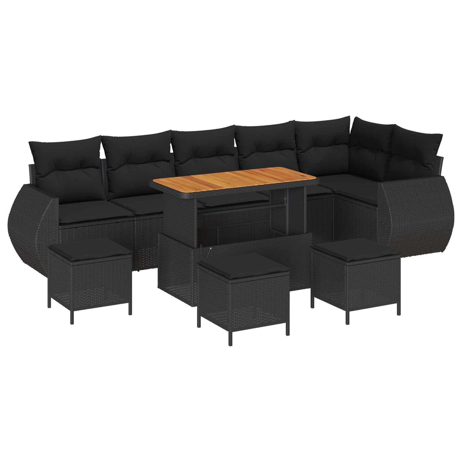 Ensemble de canapé de jardin 10 pcs Noir polyrotin - XIOS