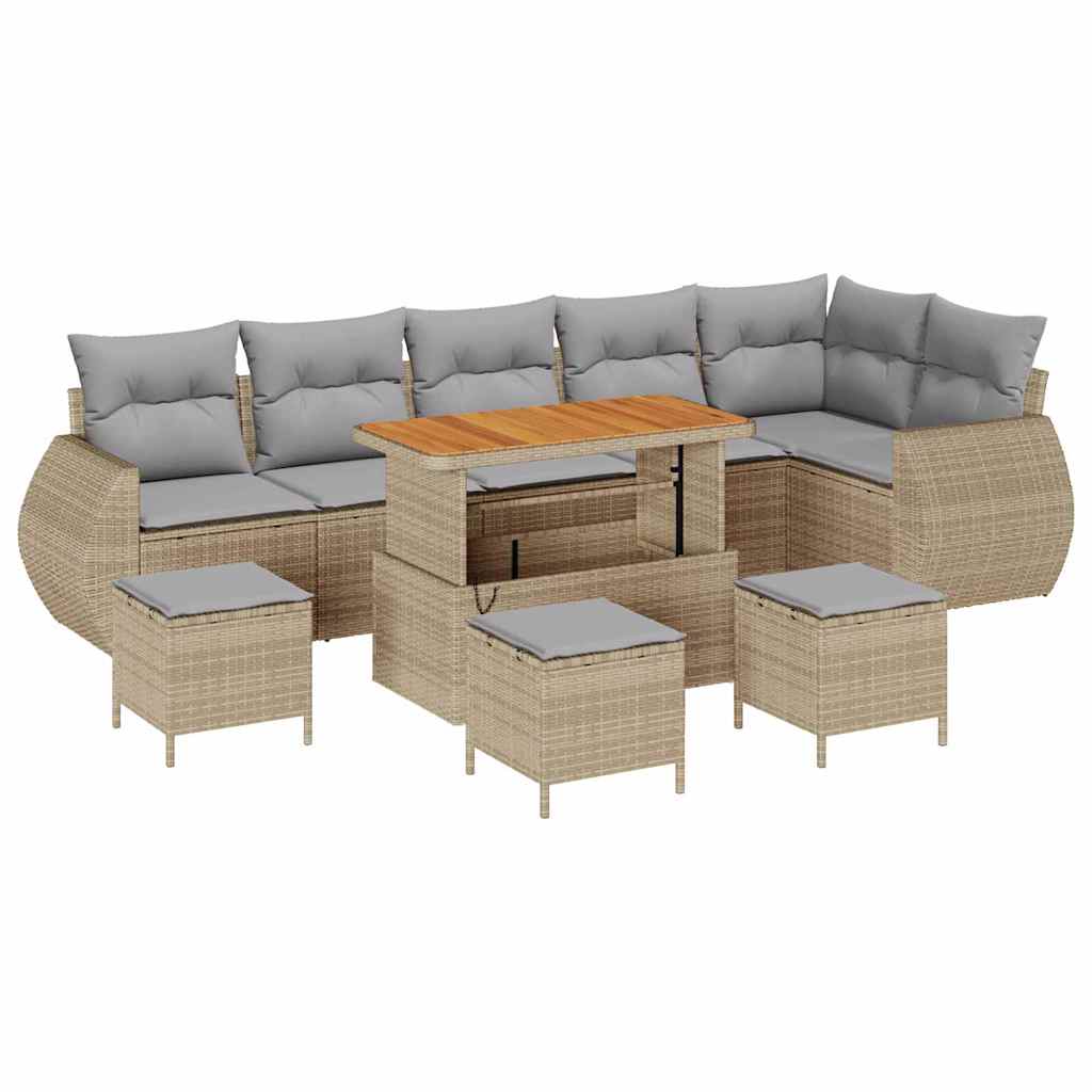 Ensemble de canapé de jardin 10 pcs Beige polyrotin