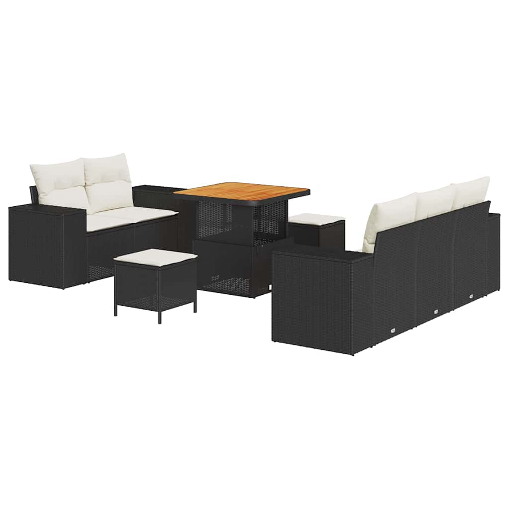 Ensemble de canapé de jardin 8 pcs Noir polyrotin - XIOS