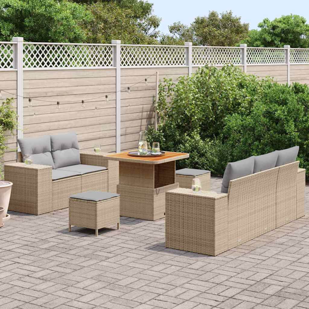 Ensemble de canapé de jardin 8 pcs Beige polyrotin - XIOS