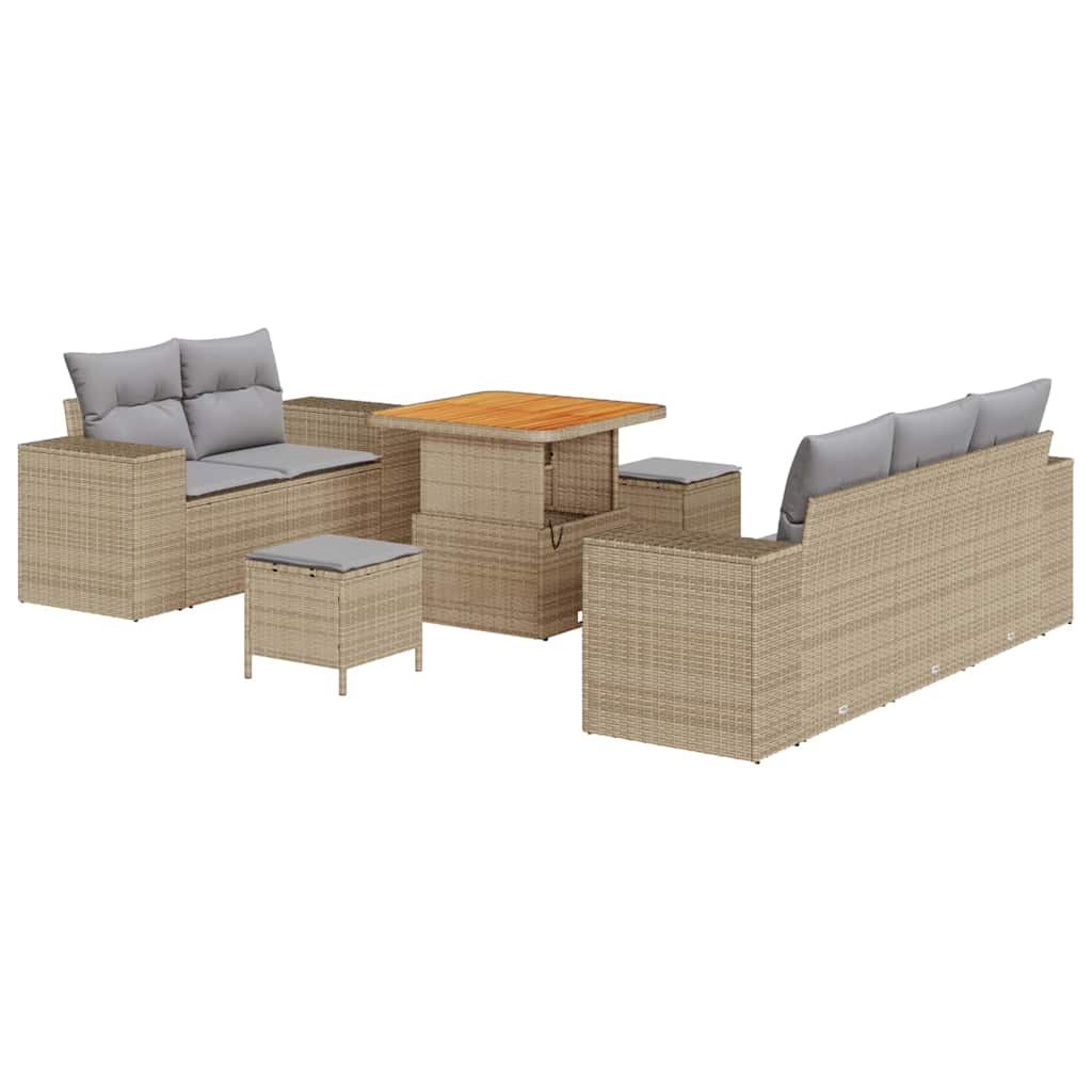 Ensemble de canapé de jardin 8 pcs Beige polyrotin - XIOS