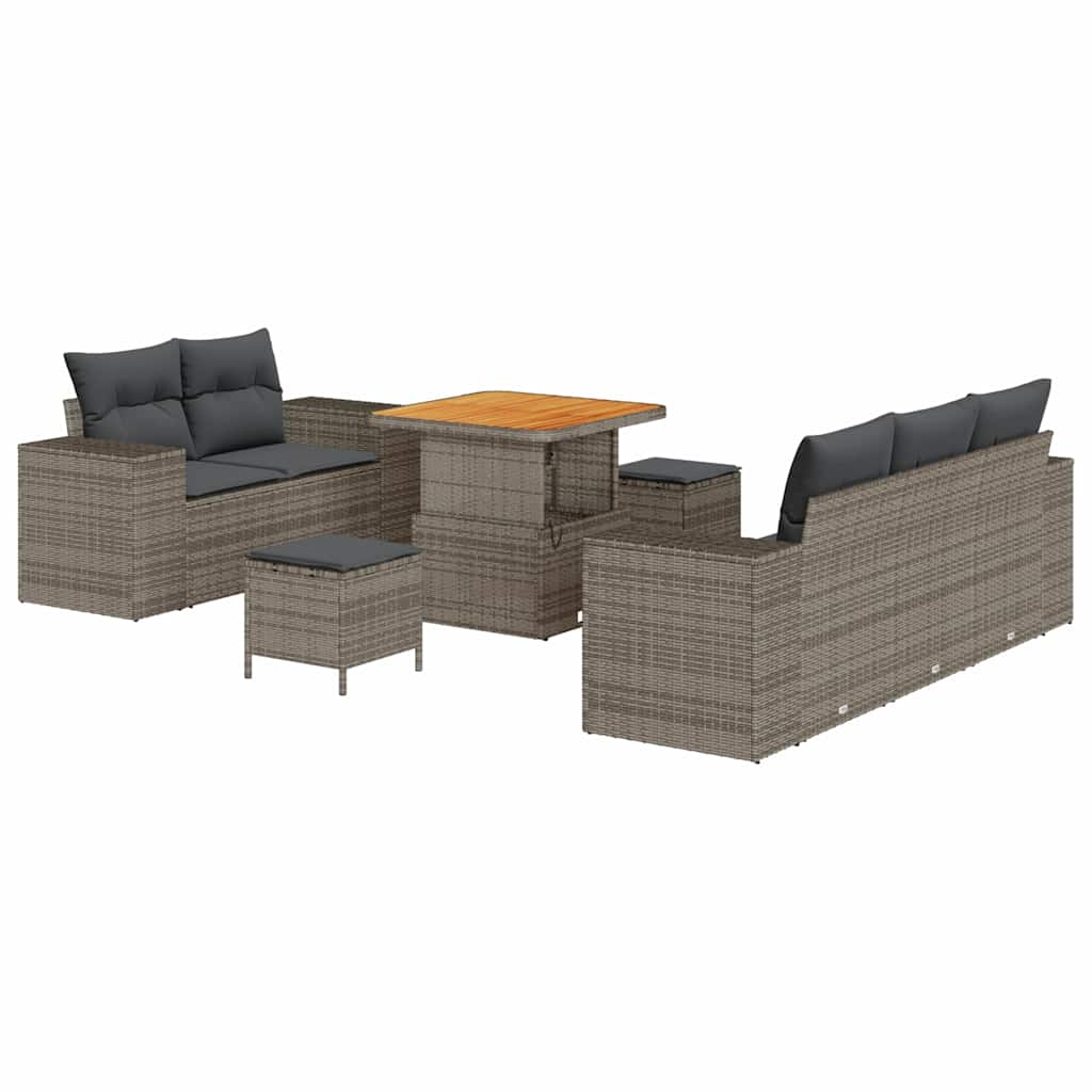 Ensemble de canapé de jardin 8 pcs Gris polyrotin - XIOS