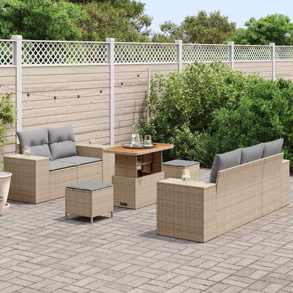Ensemble de canapé de jardin 8 pcs Beige polyrotin - XIOS