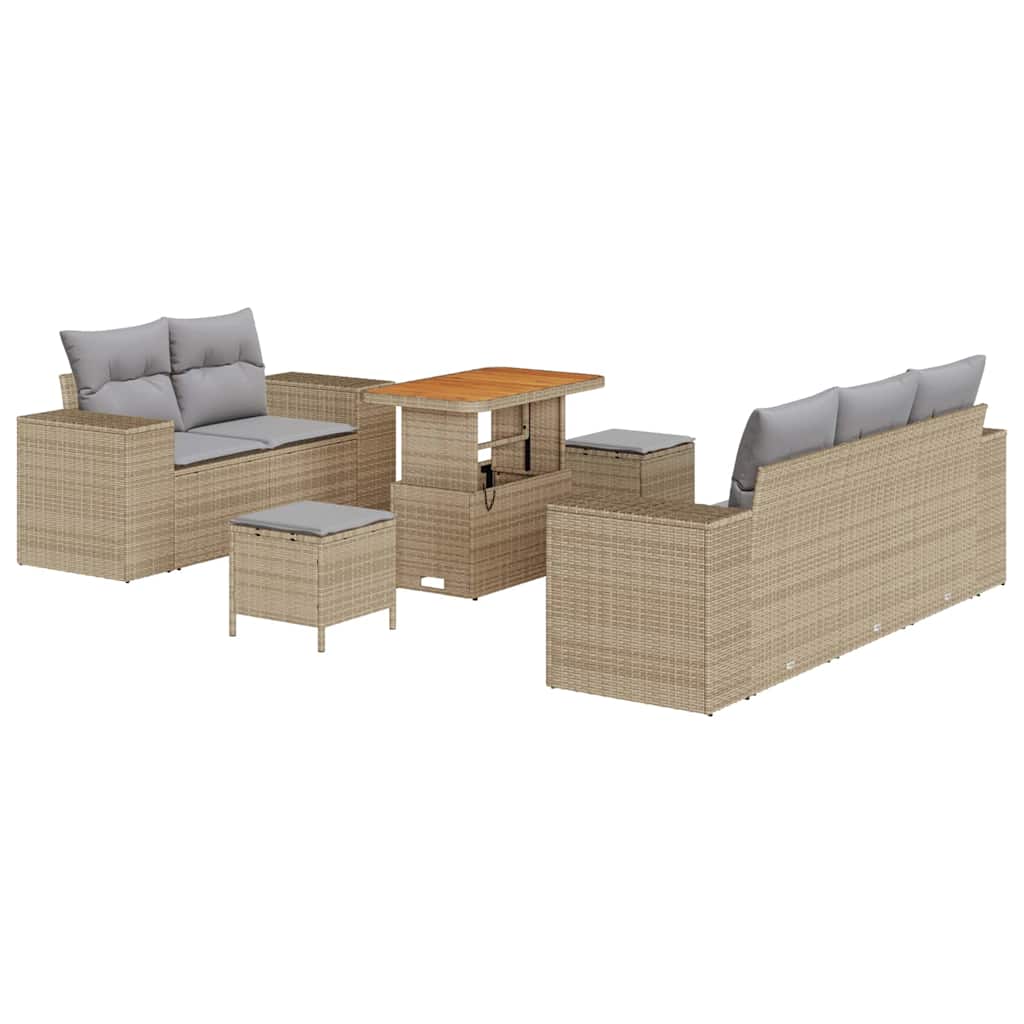 Ensemble de canapé de jardin 8 pcs Beige polyrotin - XIOS