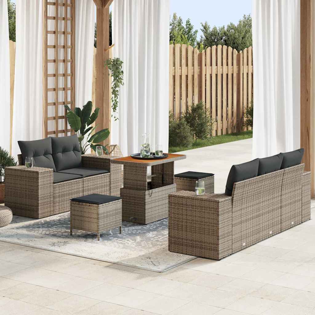 Ensemble de canapé de jardin 8 pcs Gris polyrotin - XIOS