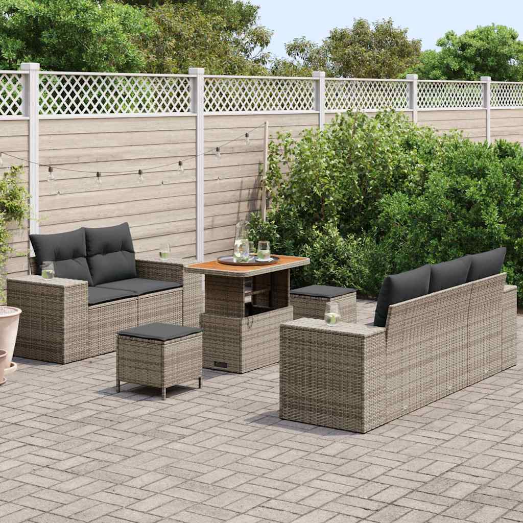 Ensemble de canapé de jardin 8 pcs Gris polyrotin - XIOS