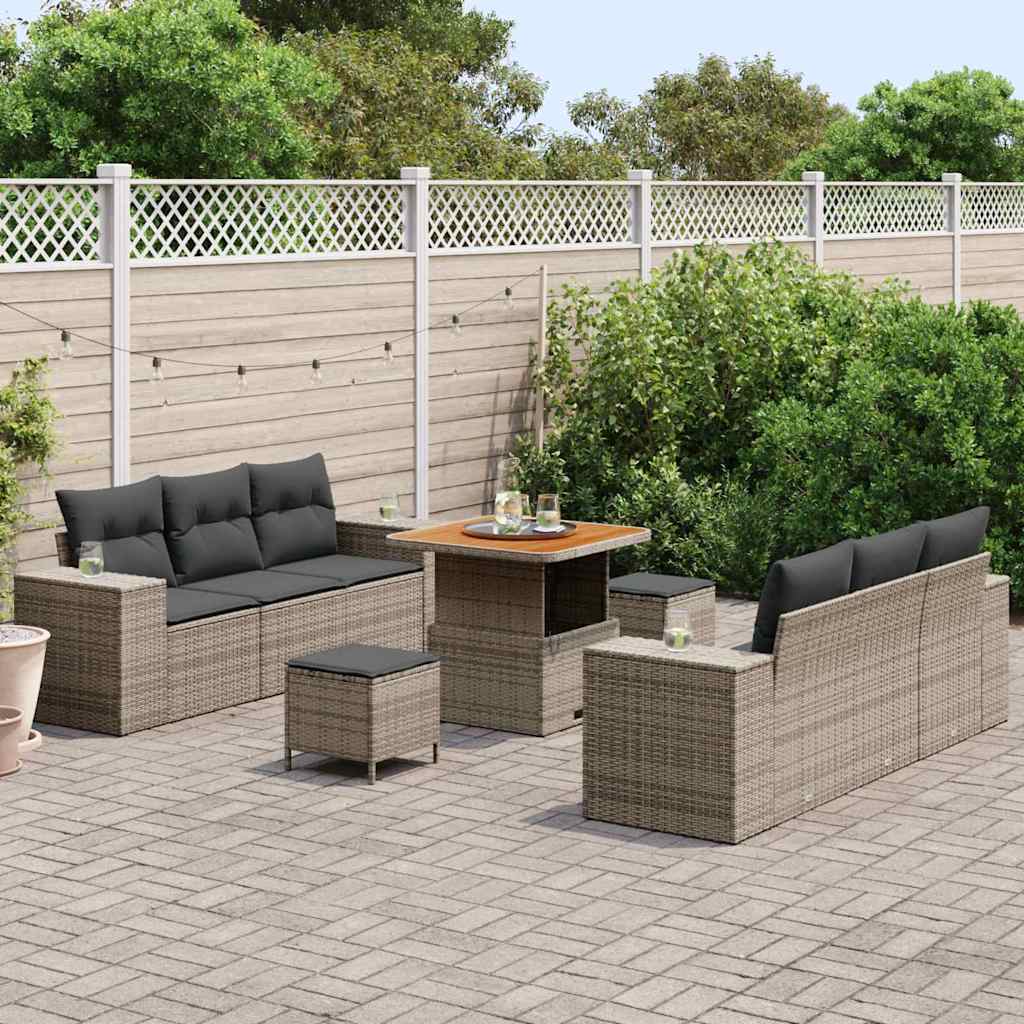 Ensemble de canapé de jardin 9 pcs Gris Poly rotin - XIOS
