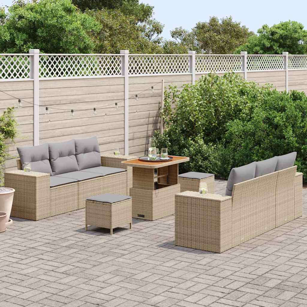 Ensemble de canapé de jardin 9 pcs Beige Poly rotin - XIOS