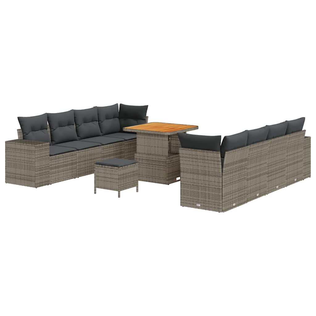 Ensemble de canapé de jardin avec coussin 11 pcs Gris polyrotin - XIOS