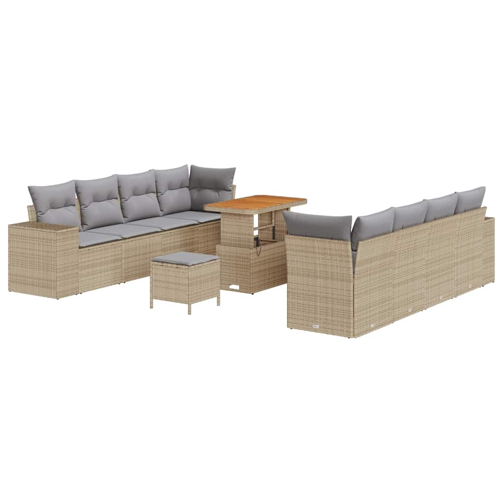 Ensemble de canapé de jardin 11 pcs Beige polyrotin - XIOS