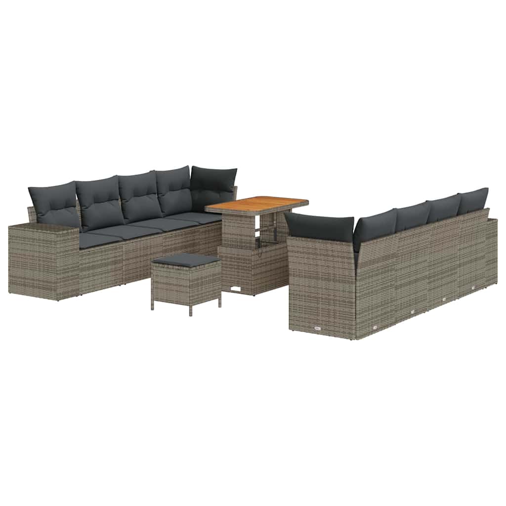 Ensemble de canapé de jardin avec coussin 11 pcs Gris polyrotin - XIOS