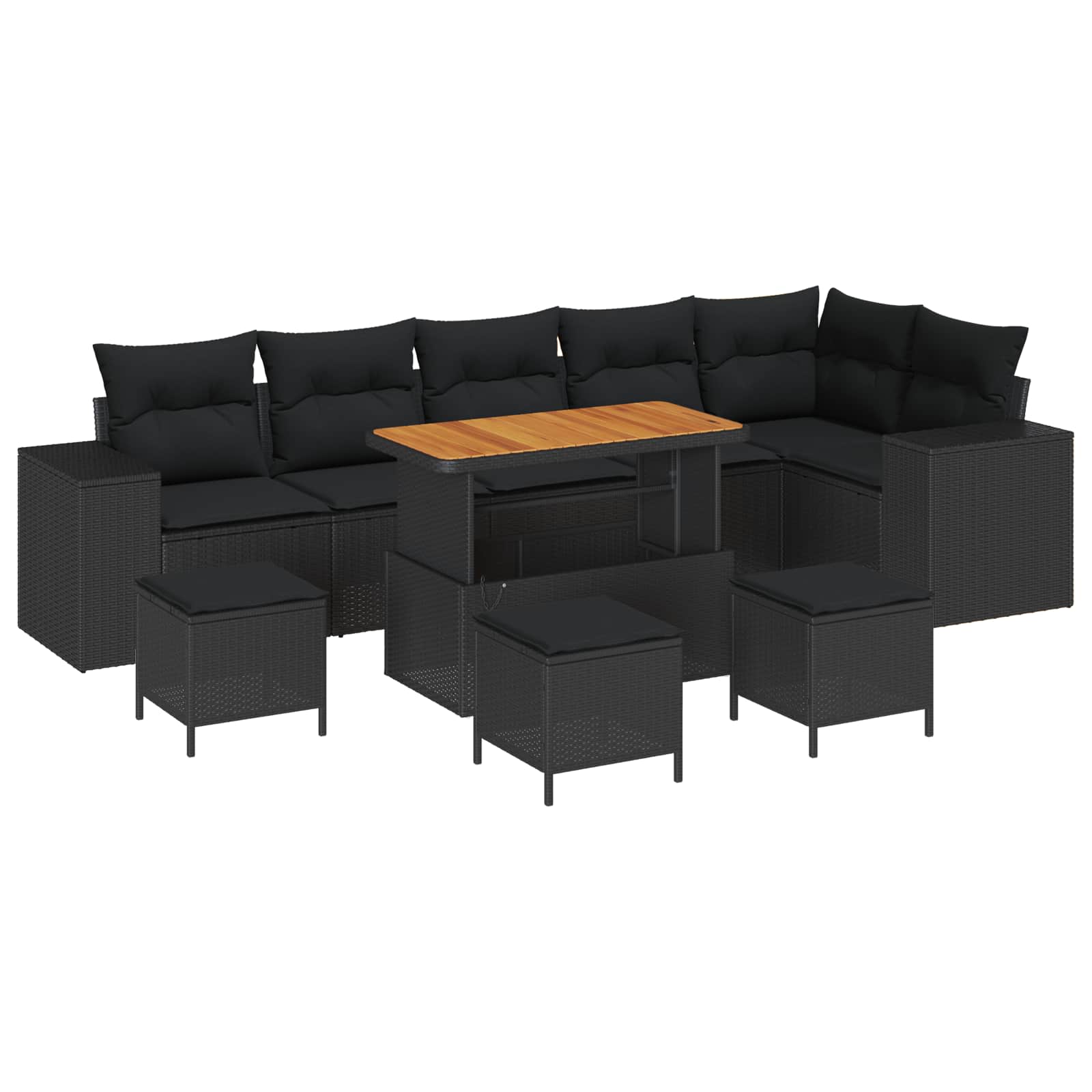 Ensemble de canapé de jardin avec coussin 10 pcs Noir polyrotin - XIOS