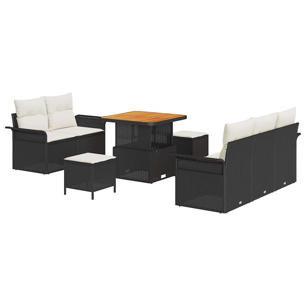 Ensemble de canapé de jardin avec coussin 8 pcs Noir polyrotin - XIOS