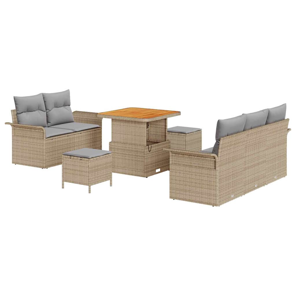 Ensemble de canapé de jardin avec coussin 8 pcs Beige polyrotin - XIOS