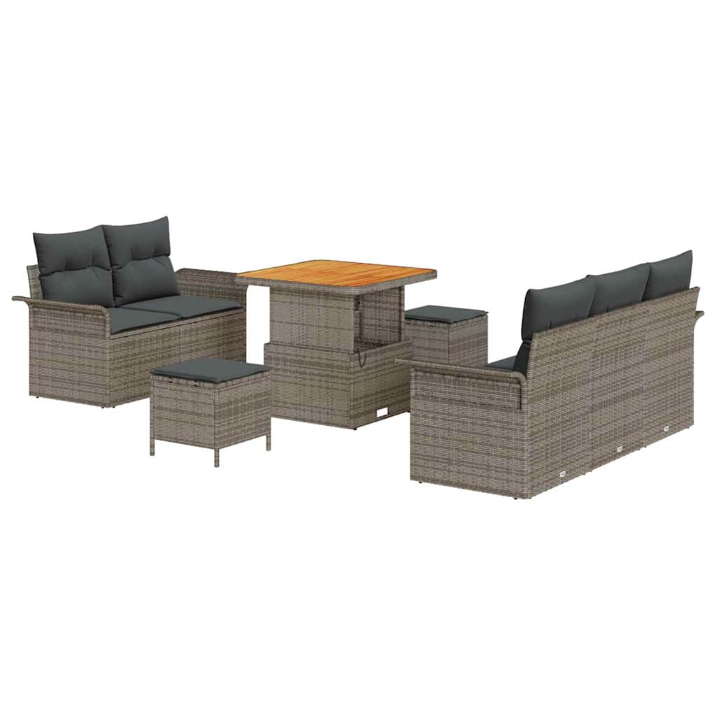 Ensemble de canapé de jardin avec coussin 8 pcs Gris polyrotin - XIOS