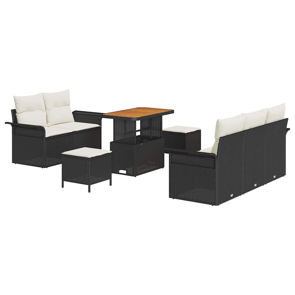 Ensemble de canapé de jardin avec coussin 8 pcs Noir polyrotin - XIOS