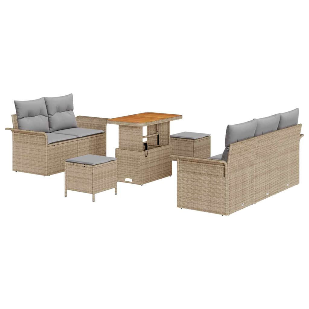 Ensemble de canapé de jardin avec coussin 8 pcs Beige polyrotin - XIOS