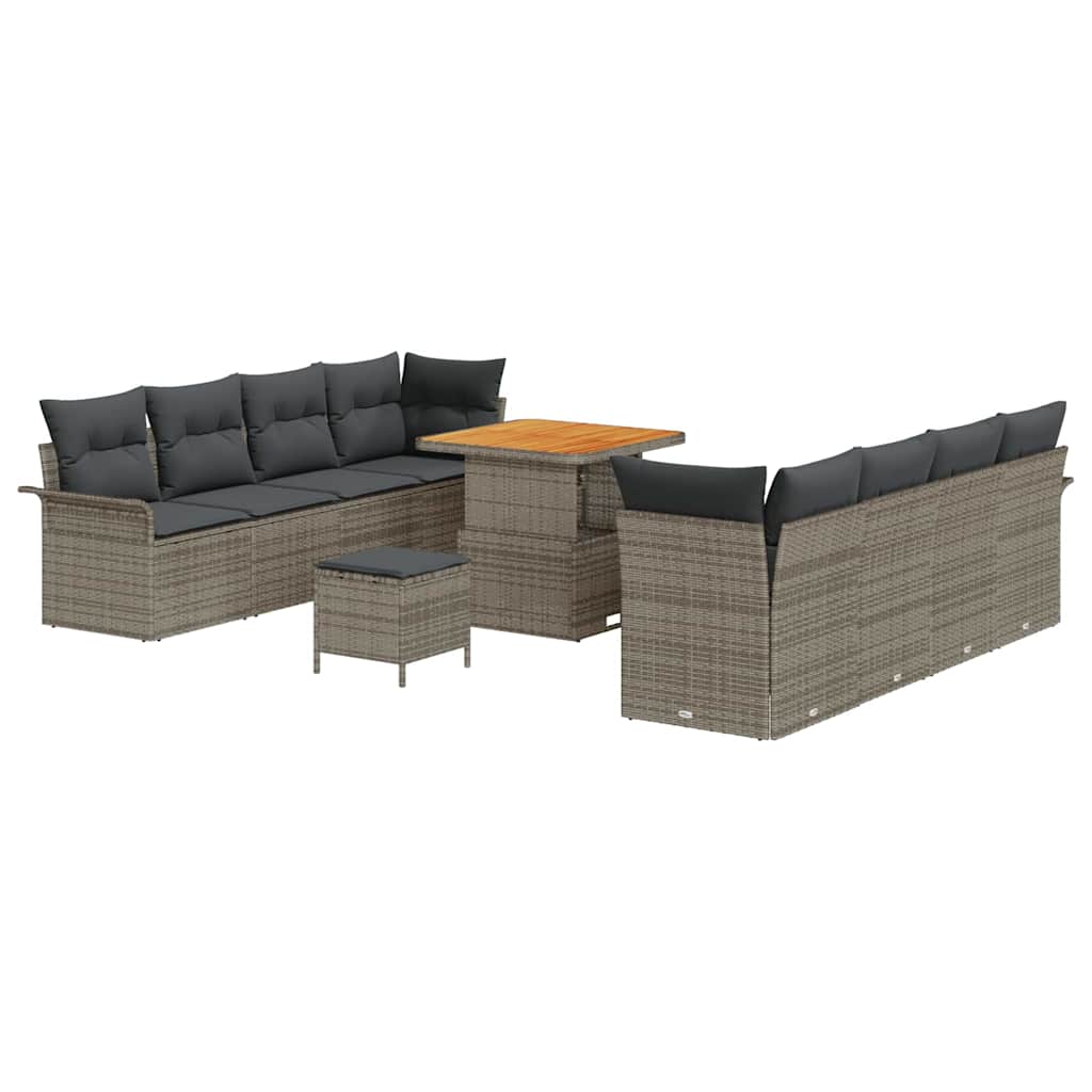 Ensemble de canapé de jardin avec coussin 11 pcs Gris polyrotin - XIOS
