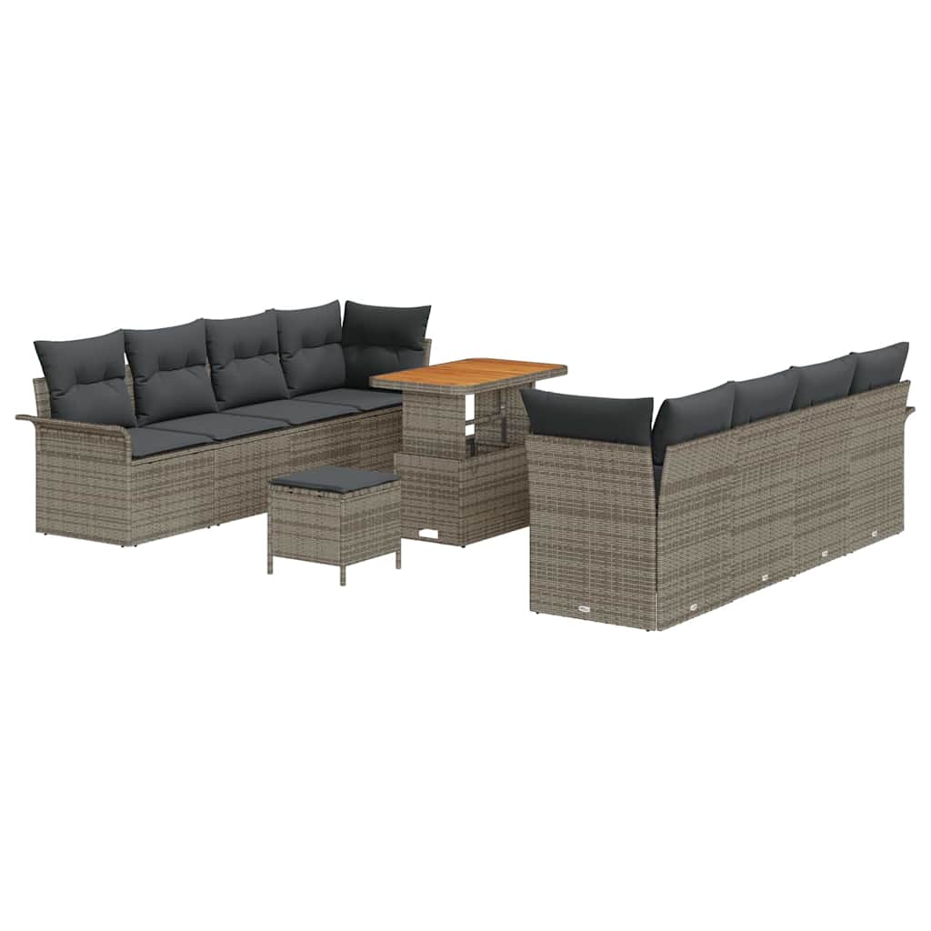Ensemble de canapé de jardin avec coussin 11 pcs Gris polyrotin - XIOS