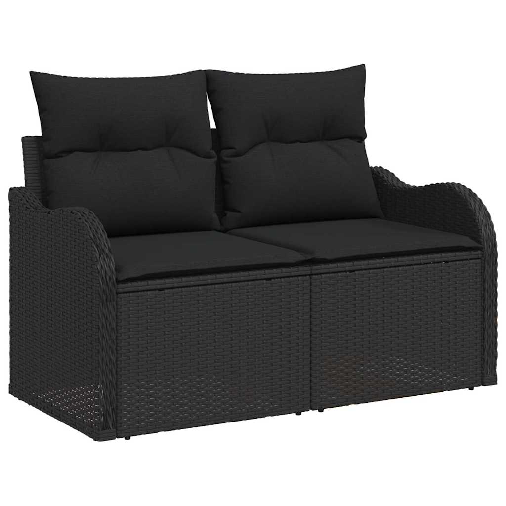 Ensemble de canapé de jardin avec coussin 9 pcs Noir polyrotin - XIOS