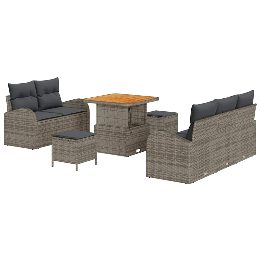 Ensemble de canapé de jardin avec coussin 8 pcs Gris polyrotin - XIOS
