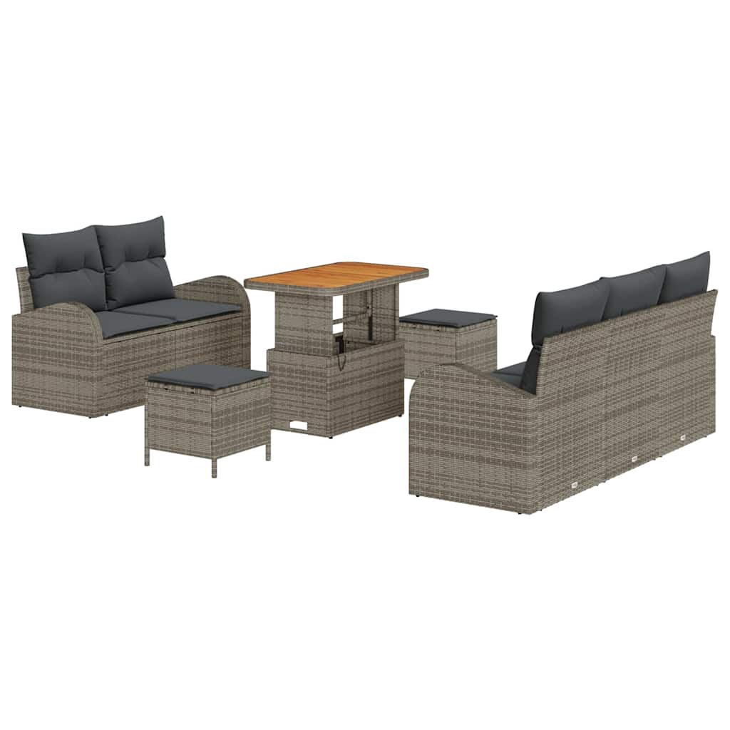 Ensemble de canapé de jardin avec coussin 8 pcs Gris polyrotin - XIOS