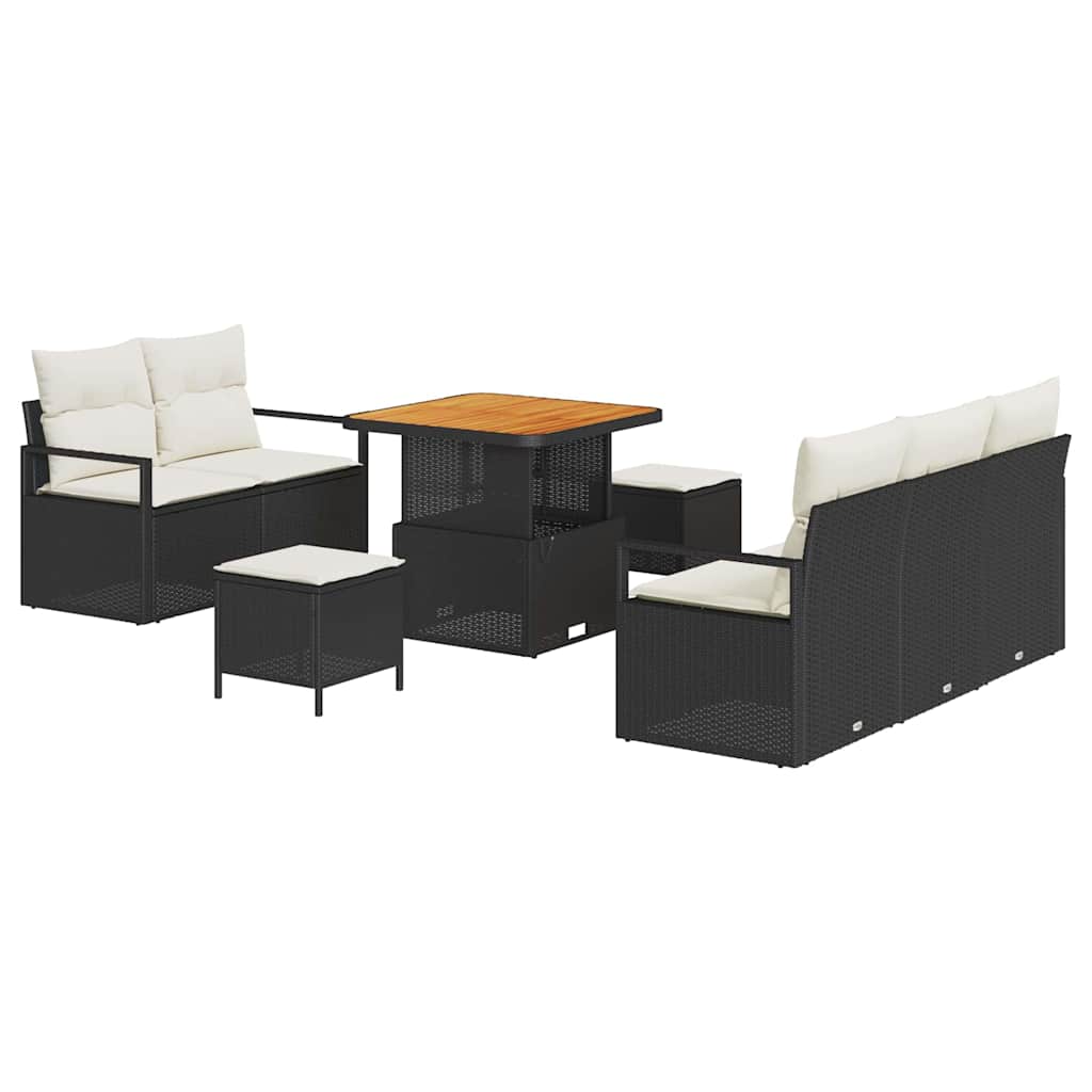 Ensemble de canapé de jardin avec coussin 8 pcs Noir polyrotin - XIOS