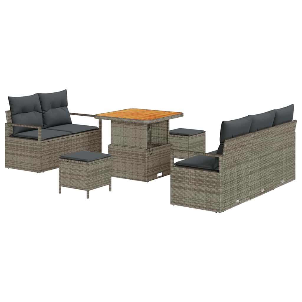 Ensemble de canapé de jardin avec coussin 8 pcs Gris polyrotin - XIOS