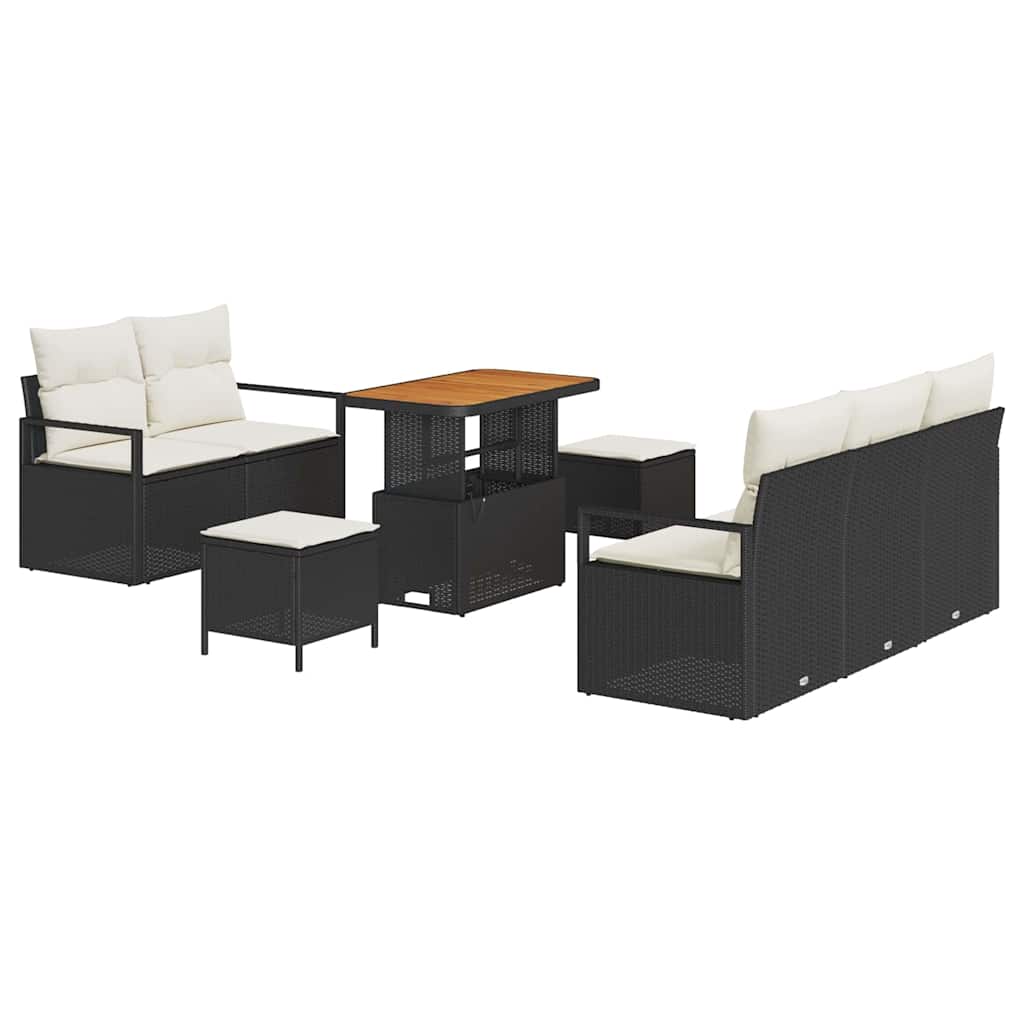 Ensemble de canapé de jardin avec coussin 8 pcs Noir polyrotin - XIOS