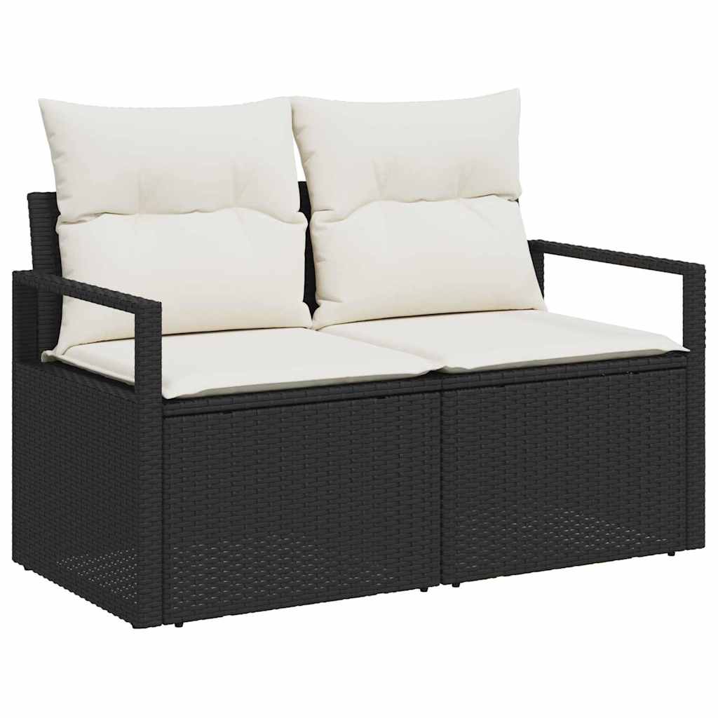Ensemble de canapé de jardin avec coussin 8 pcs Noir polyrotin - XIOS