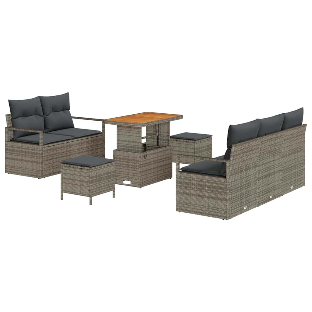 Ensemble de canapé de jardin avec coussin 8 pcs Gris polyrotin - XIOS