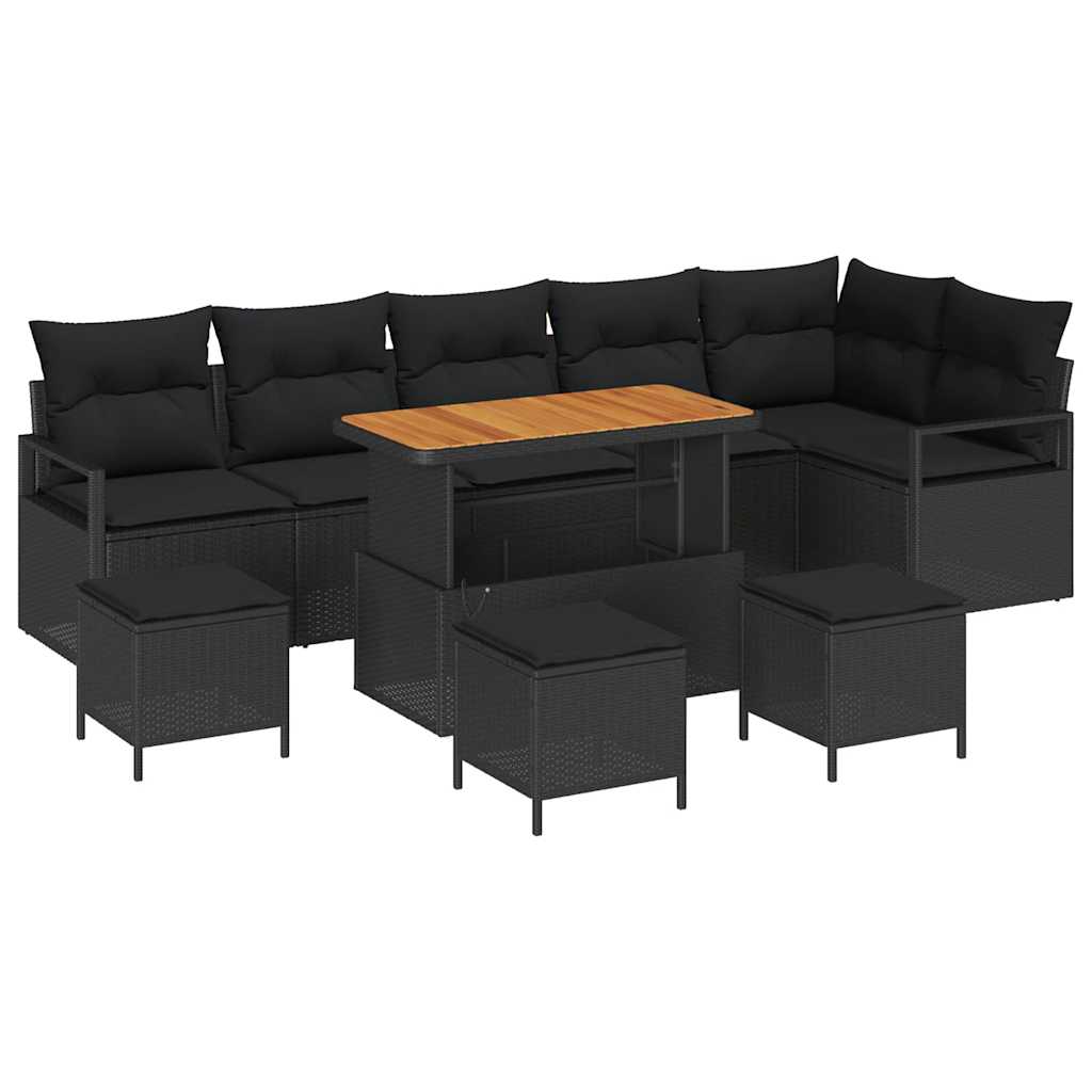 Ensemble de canapé de jardin 10 pcs Noir Poly rotin - XIOS