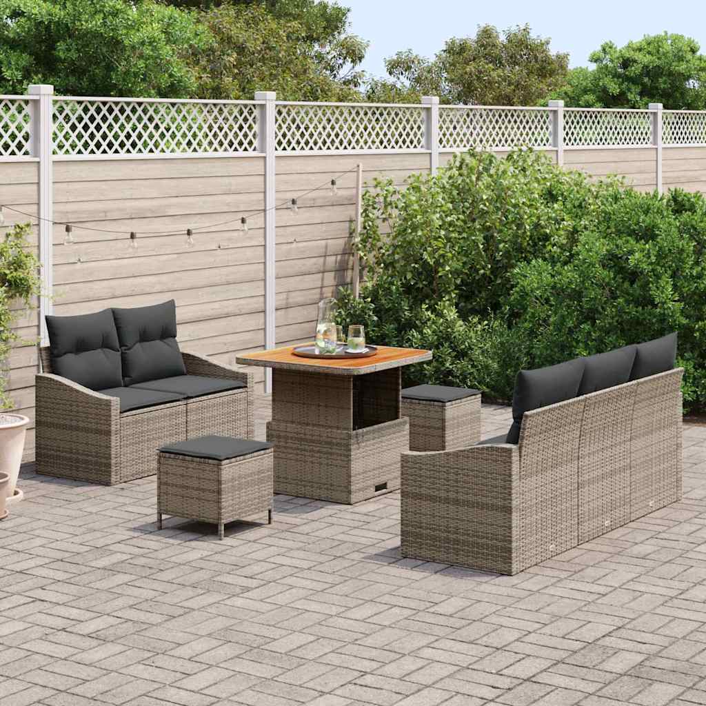 Ensemble de canapé de jardin avec coussin 8 pcs Gris polyrotin - XIOS