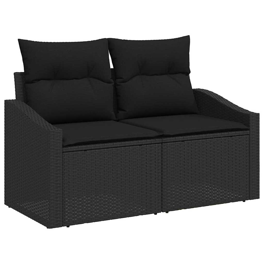 Ensemble de canapé de jardin avec coussin 9 pcs Noir polyrotin - XIOS