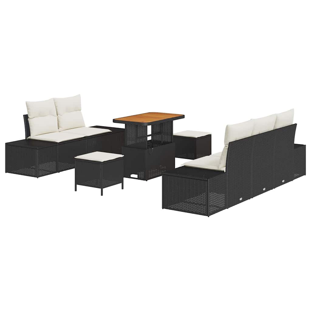 Ensemble de canapé de jardin avec coussin 8 pcs Noir polyrotin - XIOS